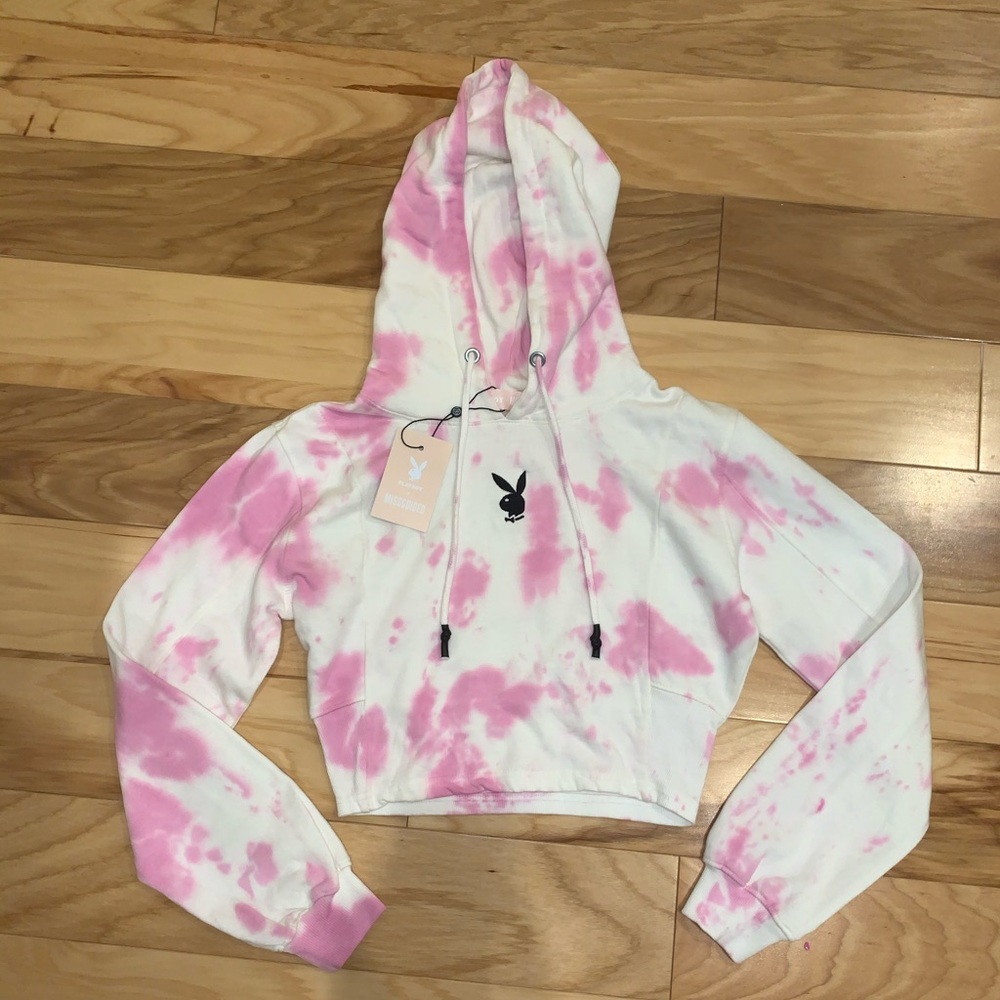 Playboy Tie Dye Cropped Hoodie